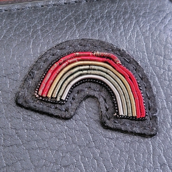 Coach 58485 Rexy Metal Embroidery Black Leather Accordion Wallet - Picture 11 of 14